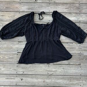 Whimsygoth Dark Feminine Grunge Women’s Top Size 4 Black Peplum Babydoll